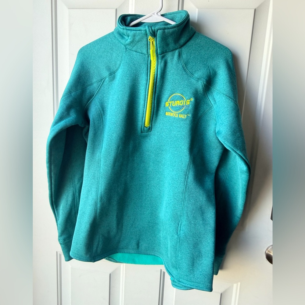 Sturgis Motorcycle Rally Women’s Medium Teal Quarter Zip Pullover Jacket Biker
